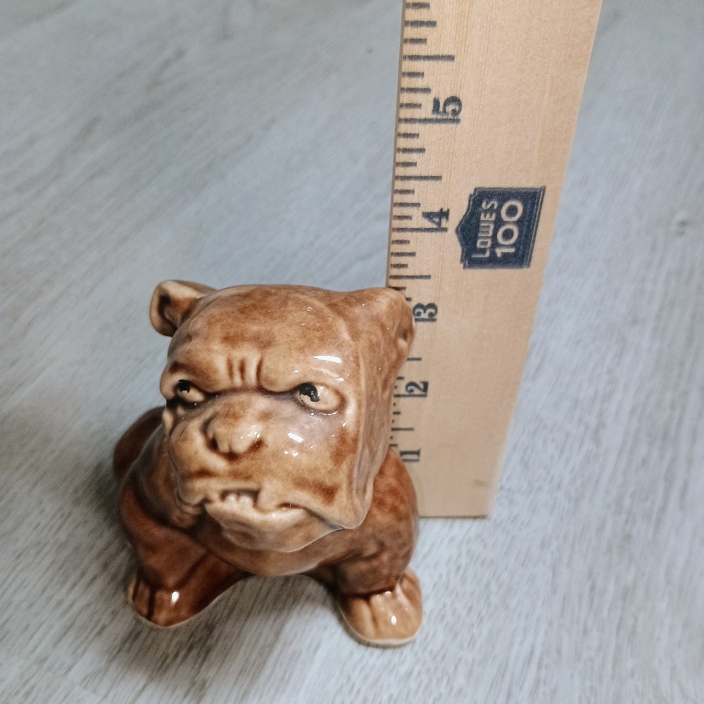 Mini Planter Dog Bulldog Brown Ceramic - Picture 4 of 4